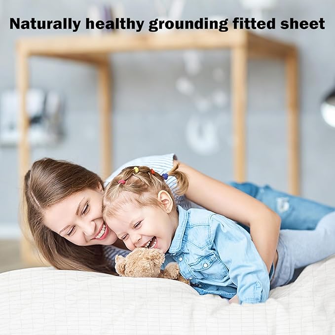 Grounding Sheets Twin Size Grounding Fitted Sheet with Cord, Natural Healthy Sleep Solution, Deep Pocket Grounding Bed Cover for Enhanced Well-Being(Twin,39x75x14in, White)