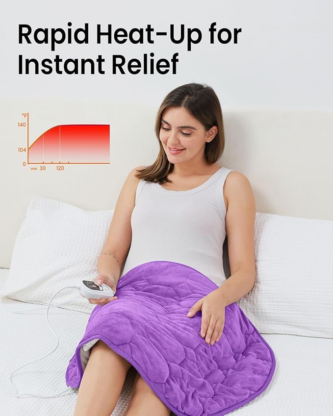 immtree Weighted Heating Pad 7lbs for Deeper Pain Relief, XXXL Size(29x24) with Fast Heat Technology, Lap Blankets for Adults, Heated Pads for Period Cramps, Back and Knee, Purple