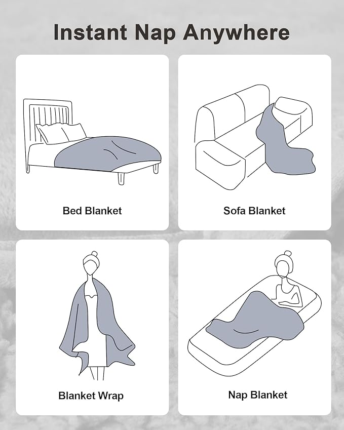 Ultra-Soft 15lb Weighted Blanket for Adults, Plush Sherpa Fleece Reversible Weighted Throw Comfort for Relaxation & Cozy Evenings, Hug-Like Security, Evenly Distributed, W48 x L72, Grey