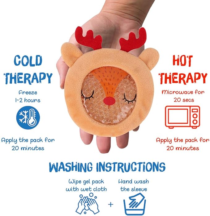 ZOMAPLE Boo Boo Ice Packs for Kids, 4 Pack, Girls Set A – Calm Tears Fast with Hot & Cold Relief – Leakproof, Flexible When Frozen, BPA & PVC Free Gel – Kids Ice Packs for Boo Boos in Animal Designs