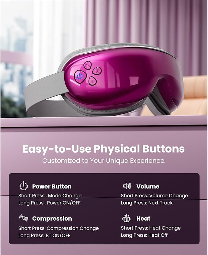 BOB AND BRAD Eye Massager with Heat and Cooling, EyeOasis 3 Eye Massager for Migraine FSA Eligible/HSA Eligible, Heated Headache Massager for Dry Eye Relief, Temple Massagers for Stress Relief