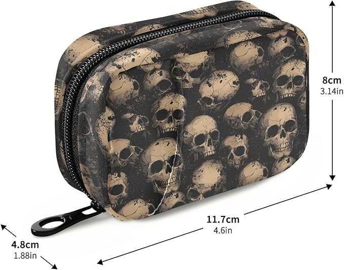 Weekly Pill Organizer Case Skull Abstract Travel Portable Pill Bag for Medicine Vitamin Large Capacity Zipper Medicine Organizer