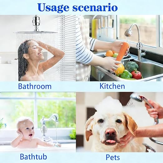 36 Stage Shower Filter with Vitamin C E for Hard Water with 3 Cartridges, High Output Universal Shower Head Water Softener Filter to Remove Itchy Skin, Dandruff and Eczema with