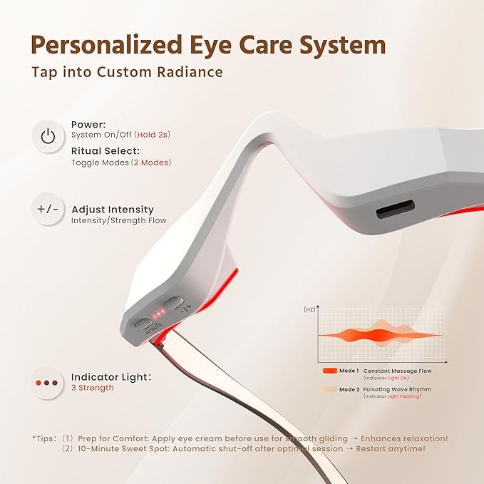 Under Eye Red Light Therapy Device,Eye Massager Glasses,Reduce Eye Bags Dark Circles Puffiness Wrinkles Fine Lines