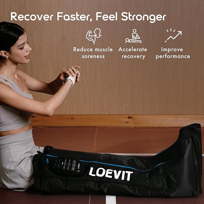 Cordless Air Compression Leg Massager for Pain Relief, Full Leg Boots with Dynamic Pressure, Enhances Circulation, Reduces Muscle Pain, Fast Recovery (Single)