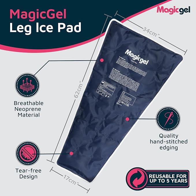Magic Gel Leg Ice Pack - Professional Cold Therapy - Wrap Around Shin Ice Packs - Full Leg Ice Pack Wrap Around Entire Legs - Cool Down Your Legs Shins Hamstrings - Grey