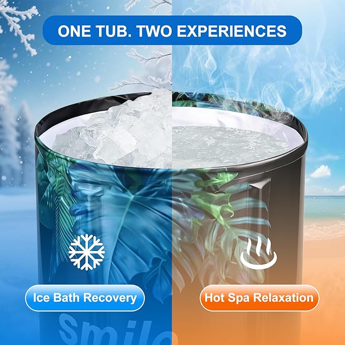 STARBRILLIANT Portable Foldable Bathtub, Collapsible Adult Travel Bath Tub for Camping, Home & Spa, Space-Saving Storage, Durable PVC Material (Leaf, 27inch)