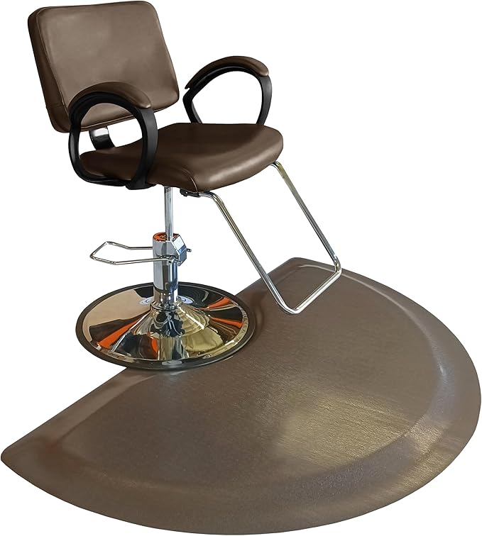 Rhino Mats, Rhino Hide Salon Mat, Non-Slip Standing Cushioned Comfort Anti-Fatigue Mat for Salon, Barbershop, or Spa (Brown Semi-Circle, 3' x 5' x 1/2")