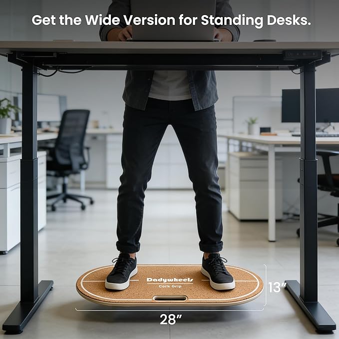 Standing Desk Balance Board - Lightweight & Portable 28"x13" Wobble Board for Active Standing, Improving Balance & Core Strength at Office or Home