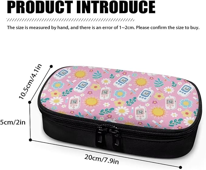 Rnyleeg Pink Diabetic Bags for Supplies Cute Sun Flowers Insulin Bag for Women Small Diabetic Supplies Storage for Home Medicine Carrying Case Glucose Meter Cases