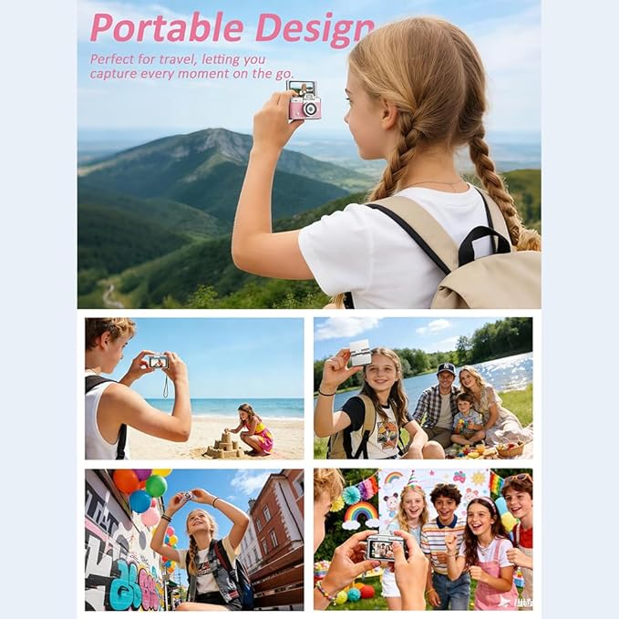 Mini Keychain Digital Camera Retro Mini Digital Video Camera Small bodycam 1080P FHD Recording with 0.96" IPS Screen with 6 Retro Filters AVI Format-Ideal for Phone Transfer (Purple, 32G)
