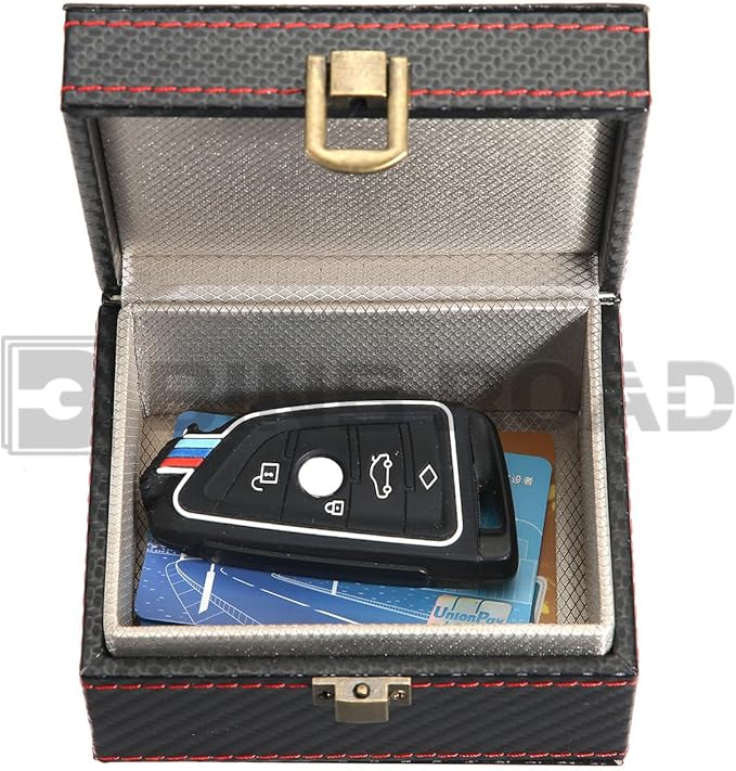 Car Key Signal Blocker Box Compatible with Faraday Box for Car Keys,Carbon Fiber,Small