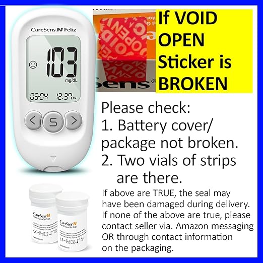 CareSens N Feliz Blood Glucose Monitoring Kit with 100 Blood Sugar Test Strips, 100 Lancets, 1 Blood Glucose Meter, 1 Lancing Device, 1 Control Solution, Travel Case for Diabetes Testing Kit for Personal Use