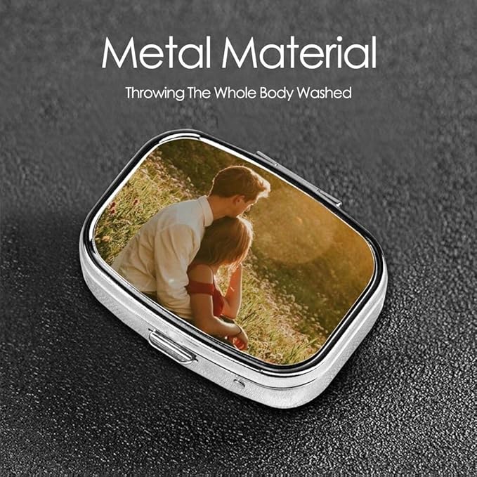 Custom Pill Box with Mirror, Personalized Name/Photo Decor Travel Organizer Container Medicine Vitamin Pill Case, 2 Inches