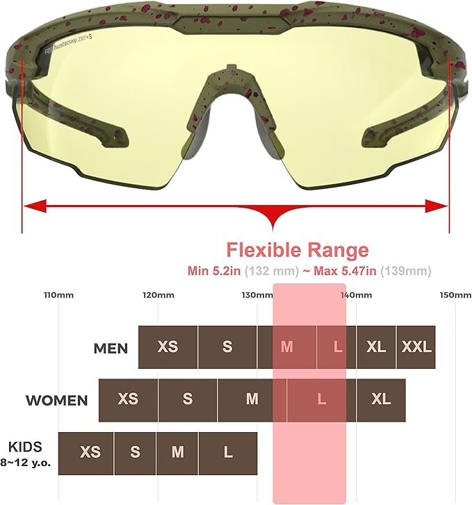 HTS HUNTERSKY Ballistic Tactical Shooting Glasses ANSI Z87+ UV400 Protective Eyewear
