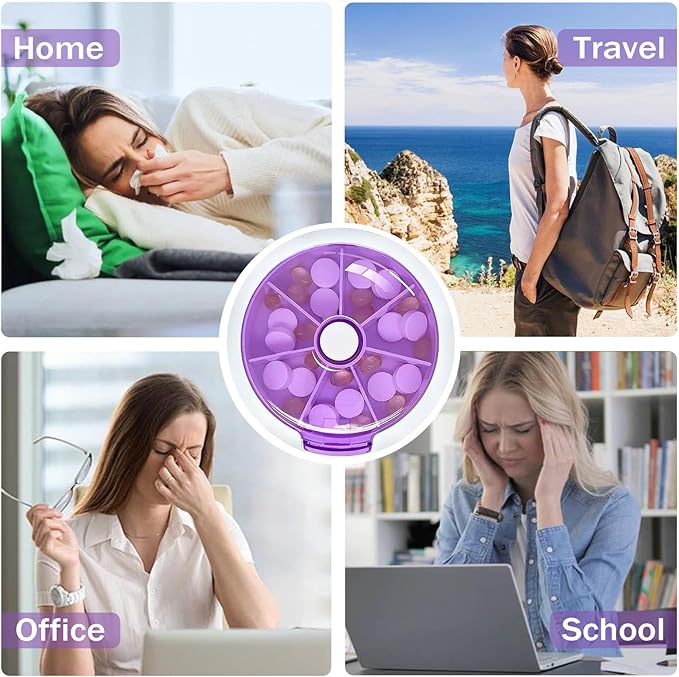 7 Grids Travel Pill Organizer Box 84-Pcs Medicine Name Labels Weekly 7-Day Pill Case Portable Medication Dispenser for Vitamins, Fish Oil & Supplements