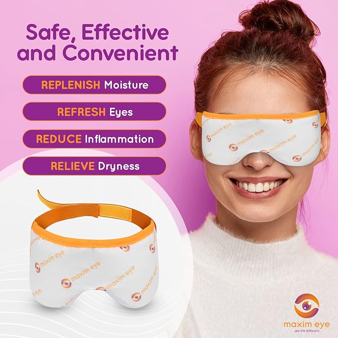 Eye Compress Moist Heat Eye Mask for Dry Eyes - Microwave Eye Mask - Washable and Reusable Heated Eye Mask - Refreshes Eye, Aids in Reducing Migraine, Sinus, and Headaches - by Maxim Eye