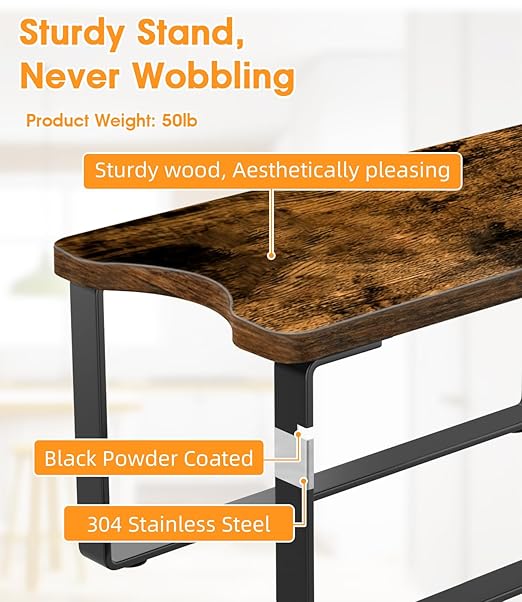Water Filter Dispenser Stand Wood with Drip Tray - 7.9''W x 14.9''D x 7''H, Metal Stand Designed For Brita Filter, Compatible with Zero Water, PUR, Waterdrop etc