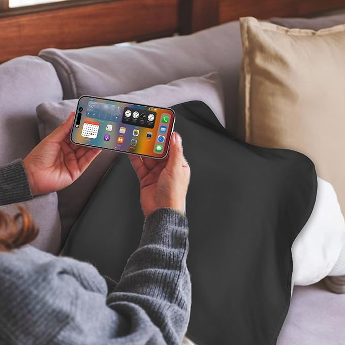 Faraday Blanket, Protection Cotton Blanket, for Cell Phone,Tablet,Laptop- Protection Against Direct Contact from 5G Signal,WiFi,Bluetooth,EMF,RF (Black)