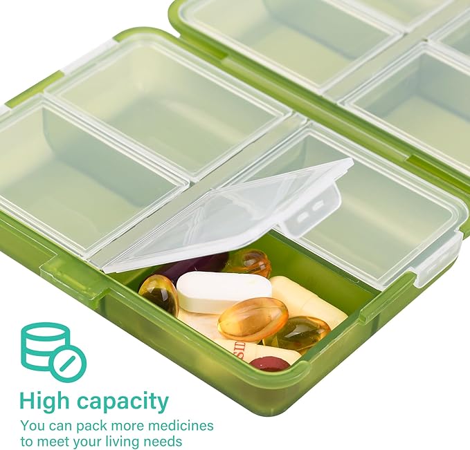 Travel Pill Organizer Small 8 Grid Compartments Pill Holder Box - Portable Medicine Container Case - Daily Weekly Medication Organizer