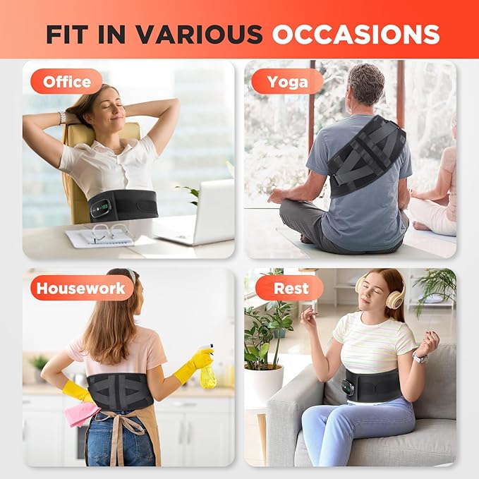 Cordless Heating Pad with Massager for Back, FSA Eligible Items List, Portable Lower Back Massager, Electric Heat Pad for Cramps, HSA Approved Products Only