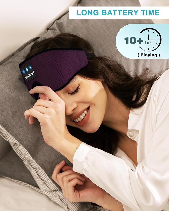 LC-dolida Sleep Headphones, 3D Sleep Mask Bluetooth Wireless, Sleeping Headphones for Side Sleepers Sleep Eye Mask Music Weighted Sleeping Mask Meditation Gifts for Men Women (Red)