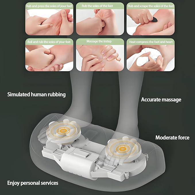 Foot Massager with Heat, with 3 Intensity Levels Shiatsu Kneading,with Massage Roller,Dual-Frequency Red Light 107.6°F Constant Temperature,Ideal for Feet Care and Pain Relief at Home, Office﻿ (Green)