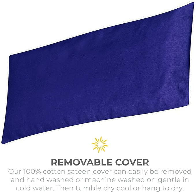 Sunshine Yoga 4-Pack Scented Sateen Eye Pillows, Low-Luster, 9’’ x 4’’ Flaxseed Weighted Eye Mask for Sleeping, Hot or Cold Eye Therapy for Relaxation, Migraine, and Headache, Blue