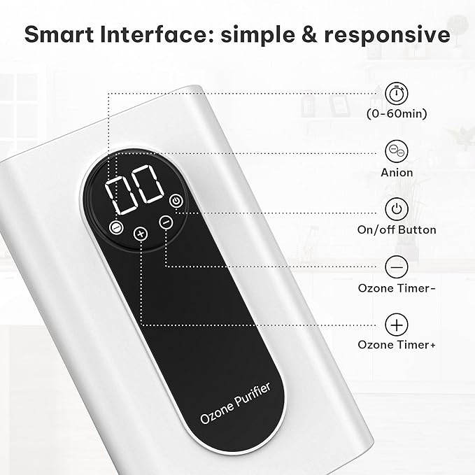 High-output 1000mg/h Ozone Bubbler for Purifying Water and Air,Multipurpose Ozone Machine with Negative Ion and Timer,Portable Water Ozonator for Food F&V Home Hunting Cold Plunge Bathroom
