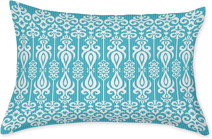 XISUNYA Decorative Bedding Sheet Set Full Size, Aqua Fitted Sheet & 2 Pillowcases Set(No Flat Sheet), Oriental Victorian Ancient Style Round Floral Swirls Borders Print Microfiber 3pc Bed Sheets Set