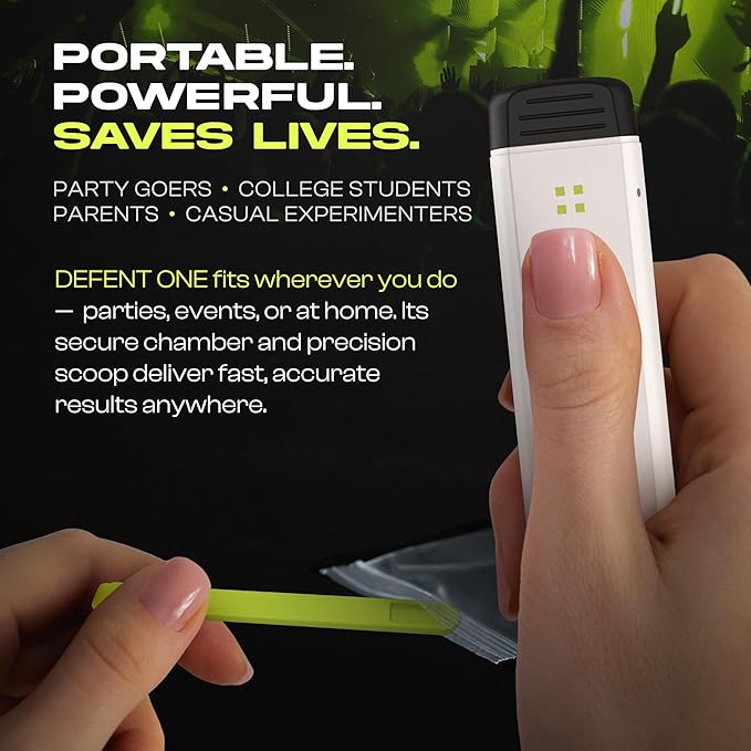 DEFENT All-in-One Fentanyl Detection Device - Single-Use, Patented Testing for Instant, On-The-Go Detection at Festivals, Concerts, Parties, Colleges & Home-Alternative to Test Kit & Strips