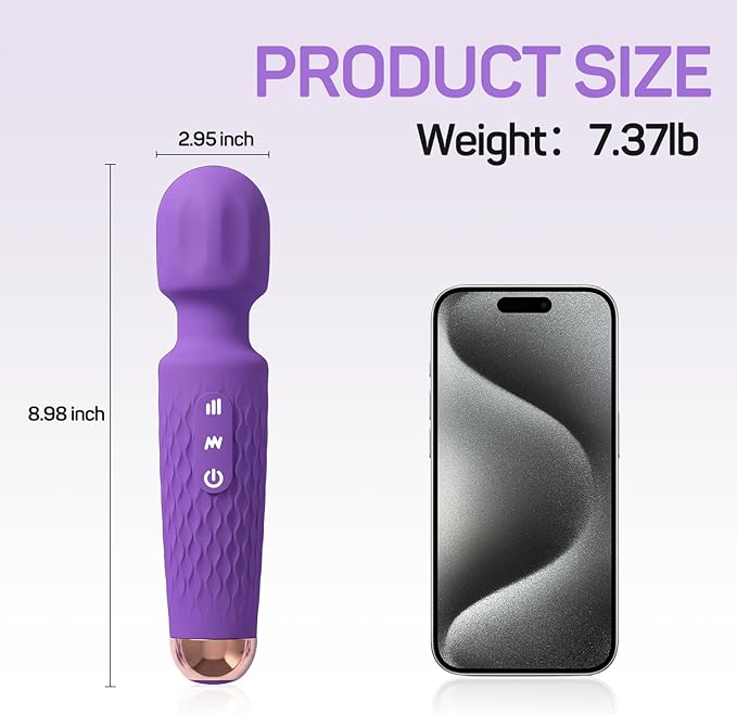 Personal Massager - 4H Max Runtime & Ultra-Quiet - Waterproof - 20 Modes 8 Speeds for Deep Tissue Back Massage, Post-Workout Recovery and Neck Muscle Relaxation（LX-Darkpurple）