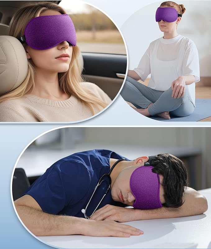 Sleep Mask for Women Men - Eye Masks for Side Sleepers, 3D Contoured Night Blindfold 100% Blockout Pressure-Free, Soft Lightweight Breathable Eye Cover Shade Sleeping for Airplane, Travel, Nap
