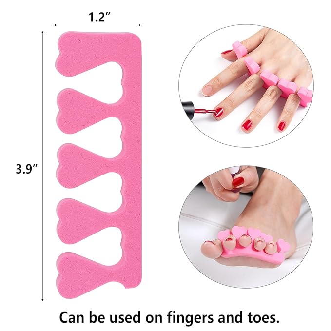 Toe Separators Set - 52 Pieces Premium Pedicure Tool, Spa Party Salon Polishing Separator (Pink)