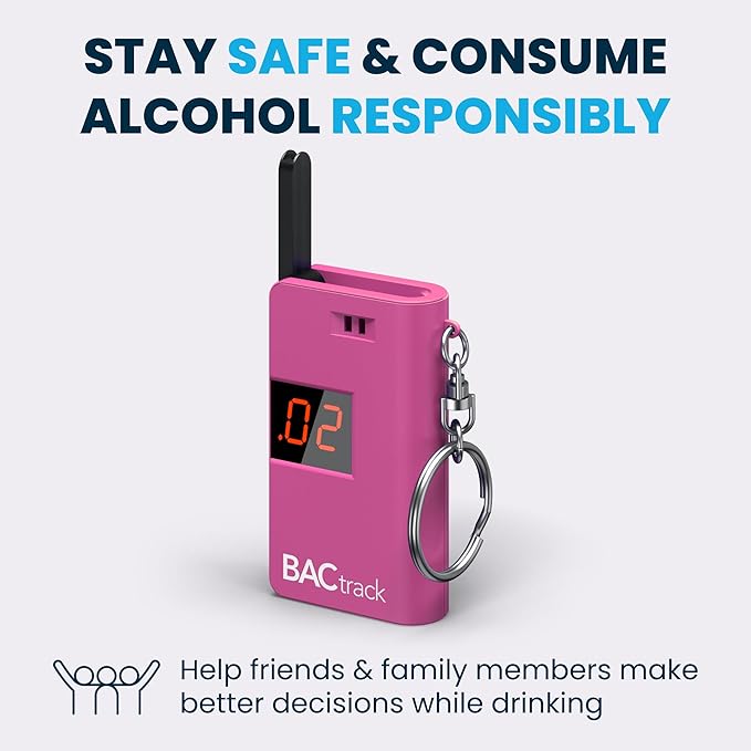 BACtrack Keychain Breathalyzer (Pink) | Ultra-Portable Pocket Keyring Alcohol Tester for Personal Use