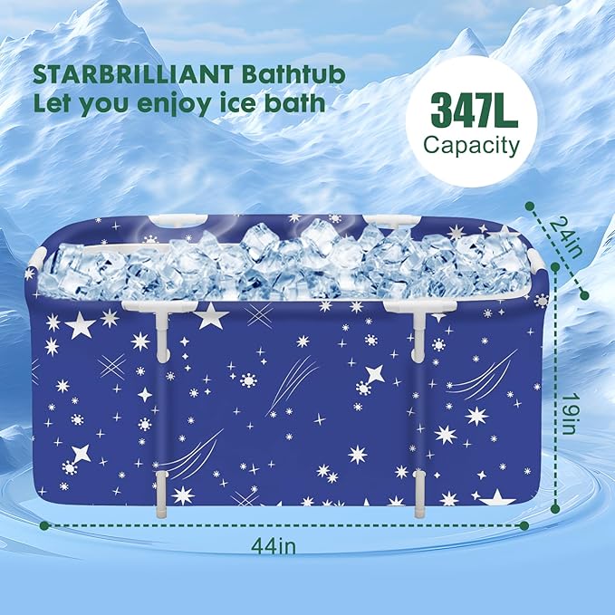 STARBRILLIANT Portable Foldable Bathtub,Soaking Standing Bath Tub for Shower Stall, Easy to Assemble Collapsible Bathtub, Suitable for Travel, Camping and Outdoor Activities (Starry Sky, 45inch)