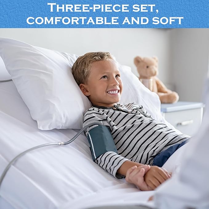 Moukeren 12 Pcs Hospital Bed Sheets Set Deep Pocket Fitted Sheet 36 with Elastic All Around Easy Care Knitted Jersey for Home/Nursing Home (Blue)
