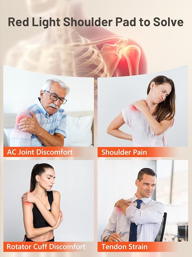 Cordless Red Light Therapy for Shoulder with Massage, 5000mAh Battery Portable Red Light Therapy for Shoulders & Joint Comfort Wearable Shoulders Massage Wrap