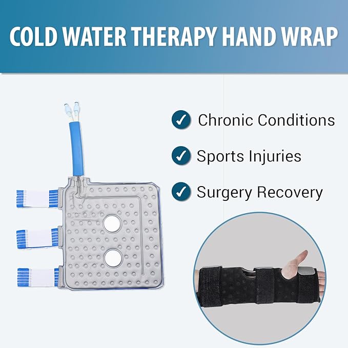 Cold Water Therapy Wrist and Hand Wrap for Cryotherapy Unit - Pad Only for Circulating Ice Machine for Surgery, Pain