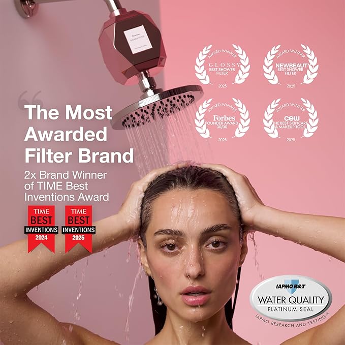 Filterbaby Diamond Shower Filter, IAPMO Certified to NSF177 Standard,Expert Developed Filter for Skin&Hair,Lab Tested to Reduce up to 99% Chlorine,Chloramine&Impurities,Eco Friendly Long Lasting