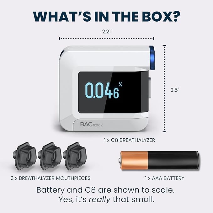 BACtrack C8 Breathalyzer | Professional-Grade Accuracy | Optional Wireless Smartphone Connectivity | Compatible w/ Apple iPhone, Google & Samsung Android Devices | Apple HealthKit Integration