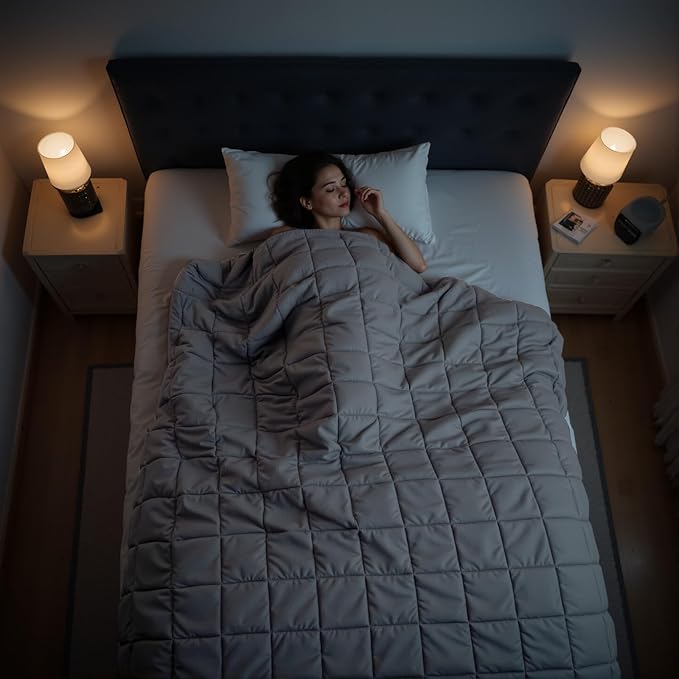 Weighted Blanket for Adults(48" x 72",10lbs,Grey) Twin Size Soft Cooling Heavy Blanket for Sleeping,Breathable Blanket with Glass Bead Perfect for 80-120 lbs,All Season,Machine Washable.