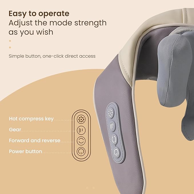 Snugger Neck and Shoulder Massager with Heat, Cordless Neck Massager for Pain Relief Deep Tissue, Shiatsu Neck Massager, Heated Neck and Shoulder Massager, Muscle Relaxation Therapy