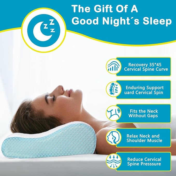 Cervical Memory Foam Pillow for Neck Pain Relief, Memory Foam Anti-Snore Pillows