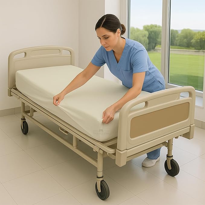 6 Pack Fitted Hospital Bed Sheets - Soft Microfiber Hospital Fitted Sheet - Hospital Bed Fitted Sheets (Ivory, 36" x 84" x 12")