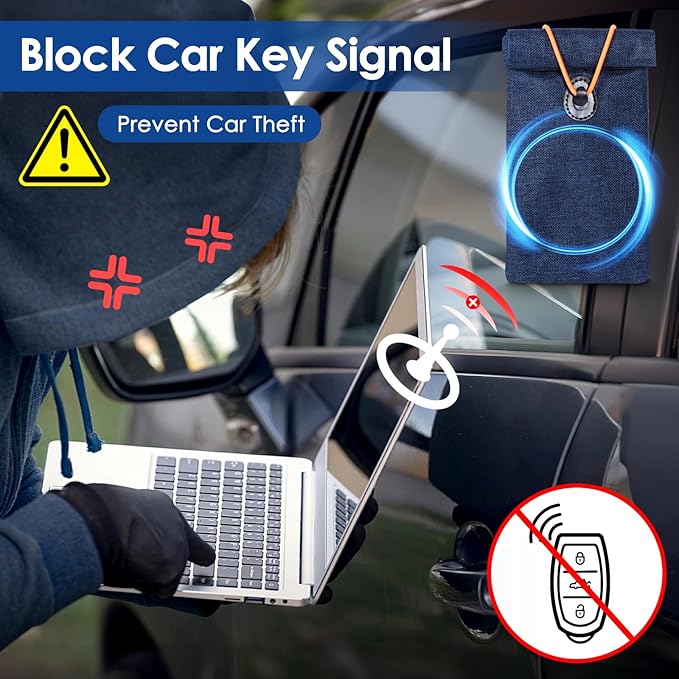 Faraday Bag, RFID Signal Blocking Bag, GPS Car Key Cell Phone Signal FOB Blocker Wallet Shielding Pouch Privacy Protective Case, Car Security Protection, Anti-Theft Pouch, Anti-Tracking Anti-Spying