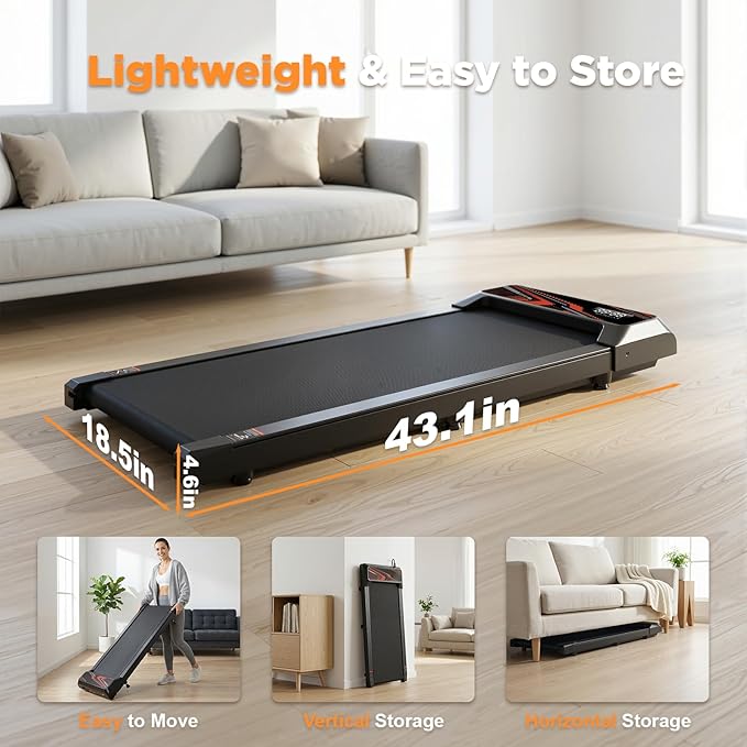 2.5HP Walking Mat with Incline pad,Under Desk Treadmill, Walking Running Pad with Remote, 3 in 1 Low Noise Small Mini Portable Treadmill with Led Screen, Compact Treadmills for Home, 265lbs Capacity