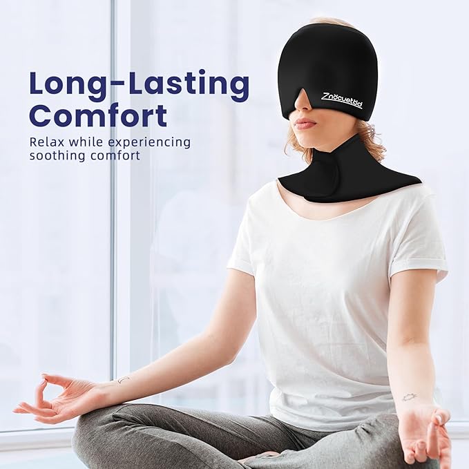 Migraine Relief Cap and Neck Ice Pack Wrap Gel Set, Upgrade Headache Hangover Cold Cap and Cervical Ice Packs Compress Relief for Head Neck Pain, Stress, Swelling, Office Pressure Gift for Women Men