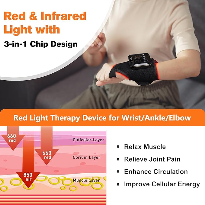 TUOB Red Light Therapy for Ankle Pain Relief, 660nm & 850nm Near Infrared Light Therapy Wrap for Ankle, Elbow, Wrist Joint Pain Relief and Muscle Relax