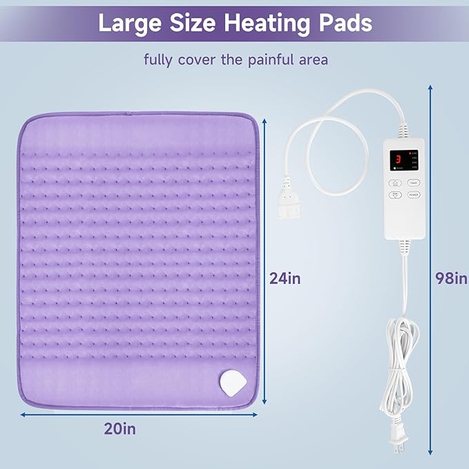 Heating Pad 20"x24" Large Heating Pad for Back Neck Shoulder Muscle Pain Period Cramps Relief, Electric Heating Pads, Mother's Day Birthday Christma s Gifts for Women